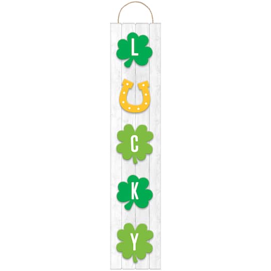 4ft. St Patrick&#x27;s Day Lucky Wood Plank Sign